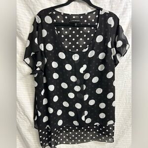 Lane Bryant Women's Black Polka Dot Short Sleeve Scoop Neck Top Size 18/20. B27